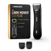 MANSCAPED front view of tuxedo black trimmer showing sleek design and ergonomic benefit