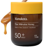 Manukora frasco frontal mostrando etiqueta y tamaño 500g, confianza visual