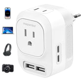 Mapambo front view showing AC outlets and USB ports for convenient travel charging