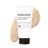 MARLOWE. tubo frontal del exfoliante mostrando diseño y facilidad de uso