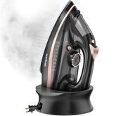 MARTISAN iron on charging base showing cordless convenience and quick reheating