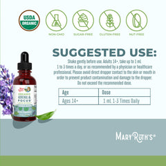 MARYRUTH'S etiqueta de ingredientes orgánicos para transparencia
