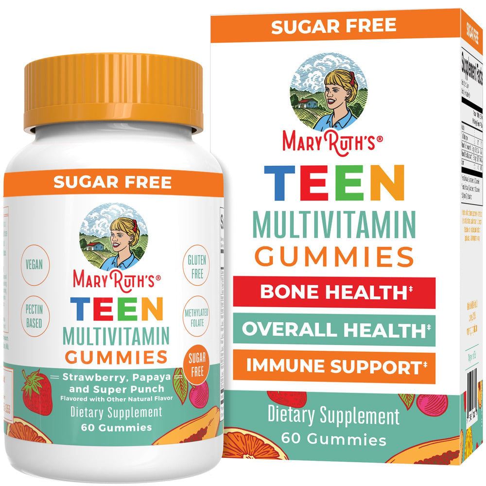 MARYRUTH'S frasco frontal mostrando 60 gomitas y marca
