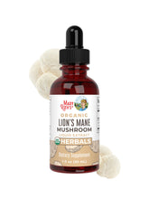 MARYRUTH'S envase frontal de Lion's Mane muestra la etiqueta y pureza
