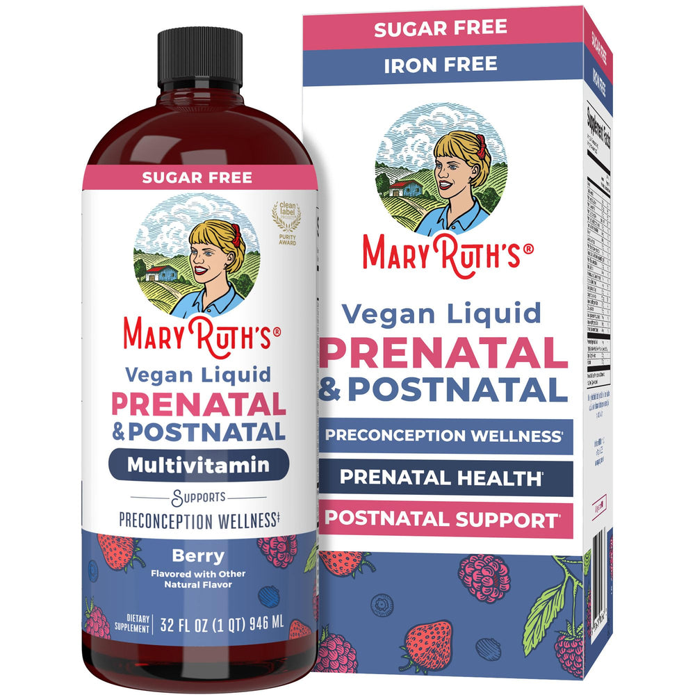 MARYRUTH'S frasco frontal mostrando etiqueta y tamaño 32oz, facilita identificación
