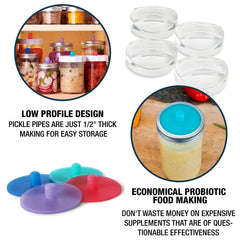 Masontops Pickle Pipes assorted colors for easy ferment tracking
