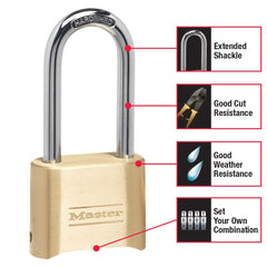 Master Lock grillete endurecido detalle mostrando resistencia al corte