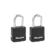 Master Lock foto frontal del empaque mostrando dos candados, seguridad inmediata