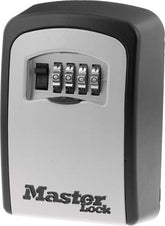Master Lock 5401D vista frontal con acabado negro y plateado, protección discreta