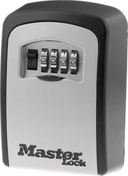 Master Lock 5401D vista frontal con acabado negro y plateado, protección discreta