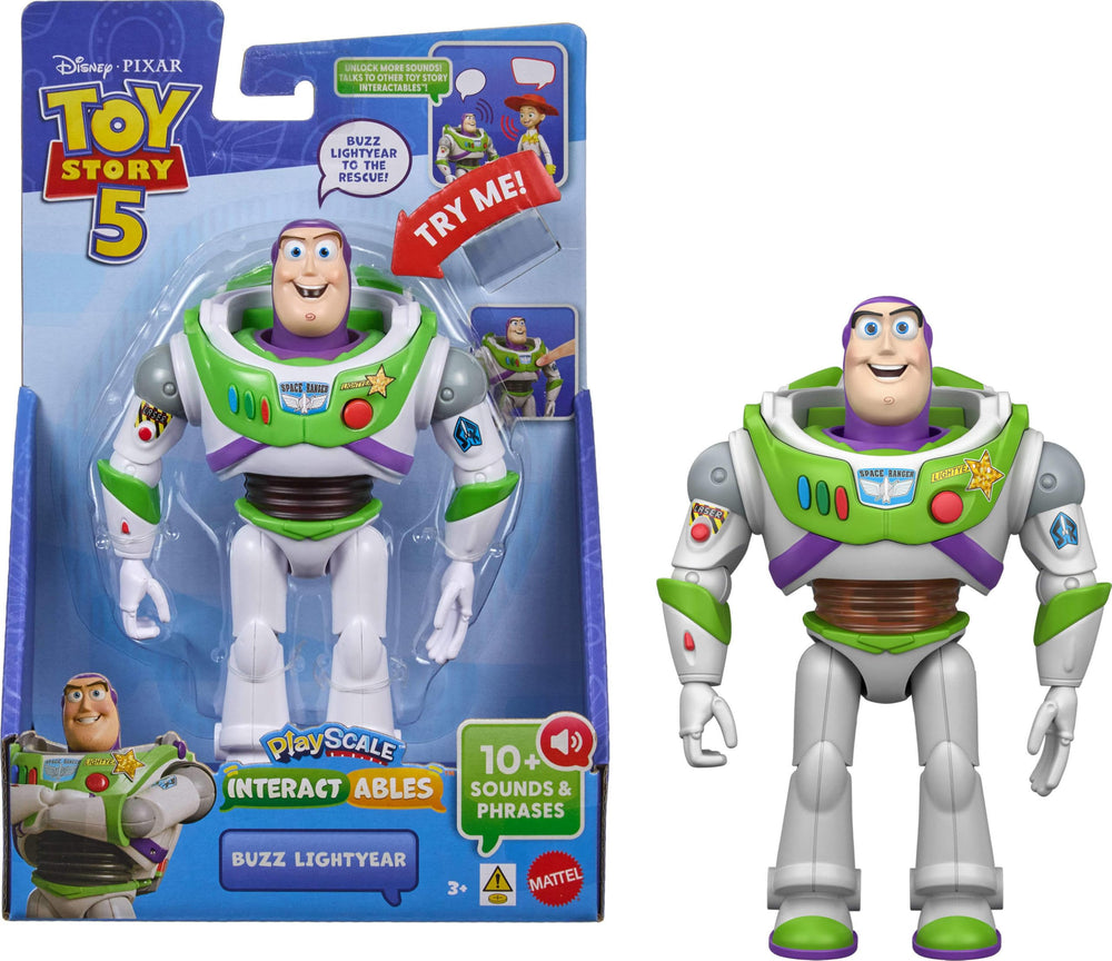 Mattel Buzz Lightyear vista frontal mostrando diseño fiel y presencia coleccionable