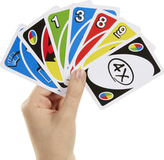 Mattel Games UNO Attack family playing around table showing lively interaction