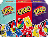 Mattel Games lata frontal del set UNO con protección y almacenamiento