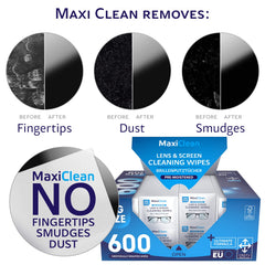 Maxi Clean toallita desplegada mostrando textura suave y sin residuos