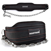 MAXRANK cinturón dip vista frontal con correa de nylon resistente para soporte seguro