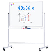 maxtek front view of rolling whiteboard showing full double-sided surface and frame benefit
