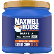 MAXWELL HOUSE bote frontal mostrando 24.5 oz y conservación del sabor