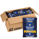 MAXWELL HOUSE frente de la caja con 42 paquetes, presentación profesional
