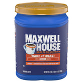 Maxwell House canister front view showing brand and roast for reliable brewing