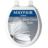 Mayfair Cassel front view white seat showing sleek design and easy upgrade benefit