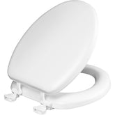 Mayfair padded seat front view shows clean white finish and comfort