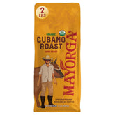 Mayorga Cafe Cubano front packaging showing 2 lb bag and organic badge