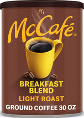 McCafe canister front showing label and 30 oz size for easy identification