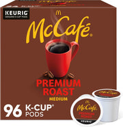McCafé frente del embalaje de 96 cápsulas K-Cup mostrando cantidad y marca, conveniencia inmediata