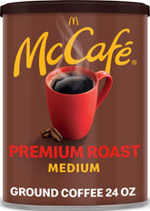McCafé lata frontal de 24 oz mostrando marca y diseño, conserva frescura