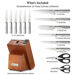 McCook cherry wood block highlighting built-in sharpener for quick edge maintenance