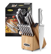 McCook knife set front view showcasing complete organized block and blades