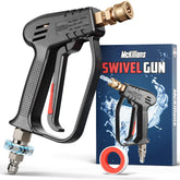 McKillans pressure washer gun front profile showing compact design and easy control
