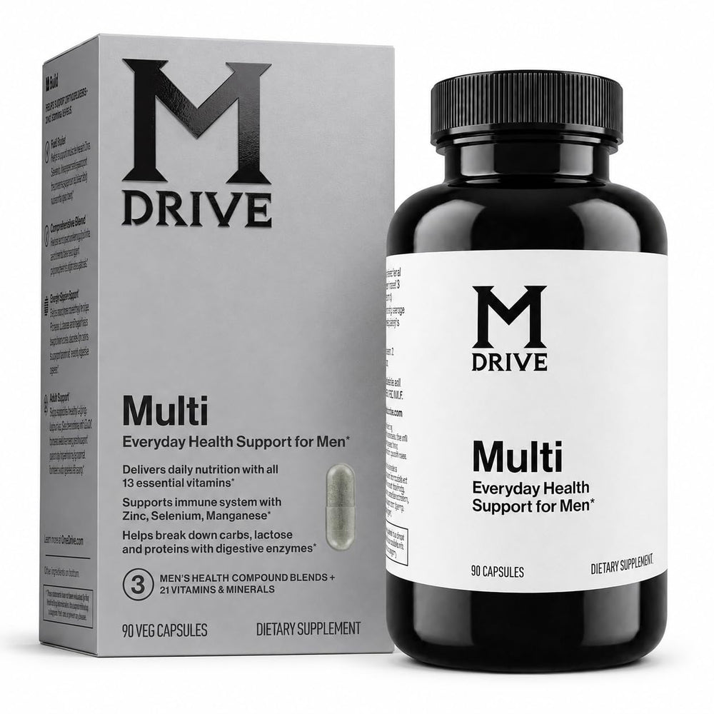 Mdrive mostrando el frente del envase con ventaja de multivitaminas