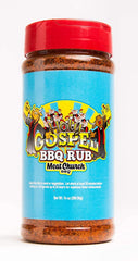 Meat Church combo de ambos frascos sobre parrilla con costillas asadas, muestra uso real