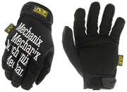 Mechanix Wear vista frontal de los guantes negro, ajuste seguro y profesional