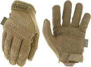 Mechanix Wear guante frontal coyote mostrando ajuste y diseño ergonómico
