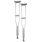 Medline crutches front view showing full pair and portability benefits