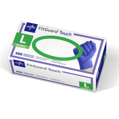 Medline FitGuard Touch vista frontal con guantes visibles y presentación profesional