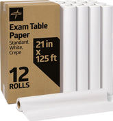 Medline front packaging showing case of 12 rolls and clear product benefit