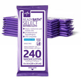Medline frente del paquete ReadyBath mostrando 30 paquetes resealables y comodidad