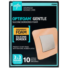 Medline Optifoam frontal del empaque mostrando paquete y cantidad, protección visible