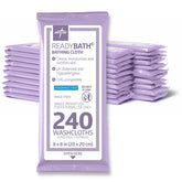 Medline ReadyBath front packaging showing resealable travel packs and quantity benefit