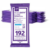 Medline ReadyBath LUXE frente del paquete que muestra diseño y cantidad útil