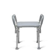 Medline shower chair front view showing stability and ergonomic seating benefit