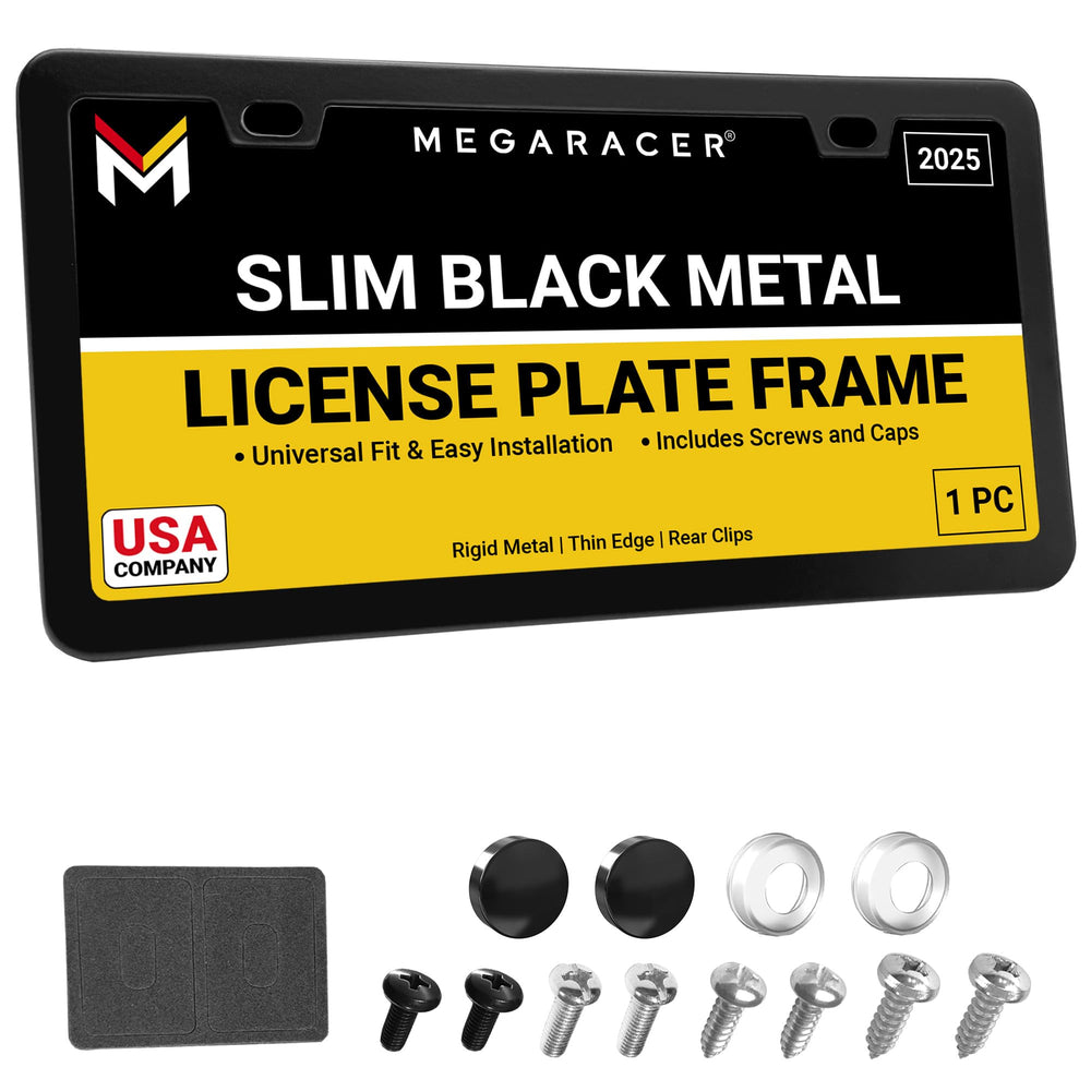 Mega Racer front view frame showing sleek matte black finish and clean look