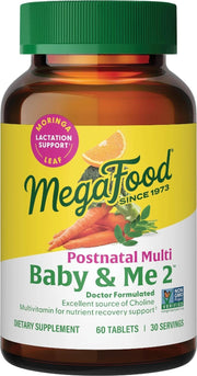 MegaFood Baby & Me 2 front packaging showing bottle and branding for clear identification and trust