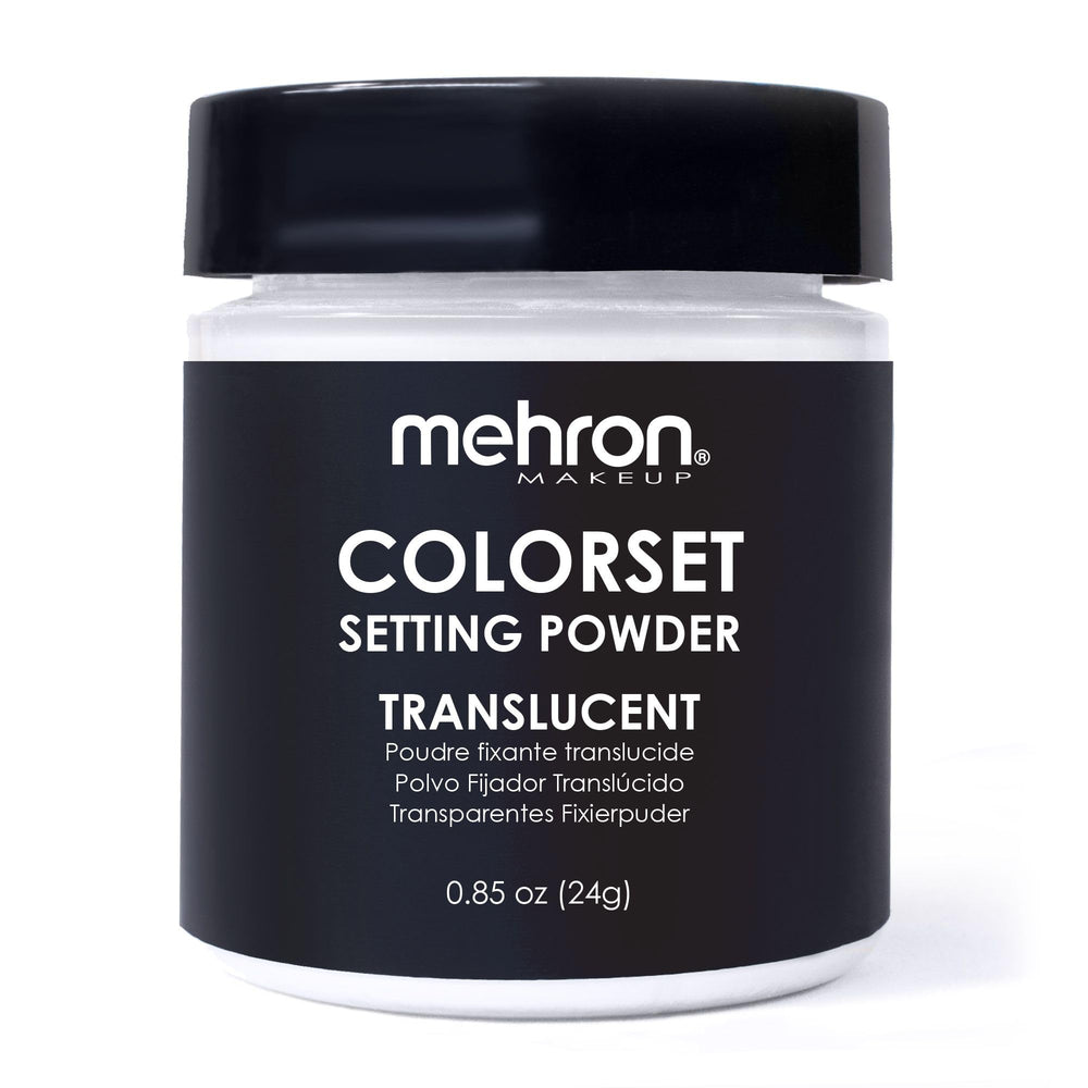 Mehron Makeup envase frontal translúcido, presenta acabado profesional