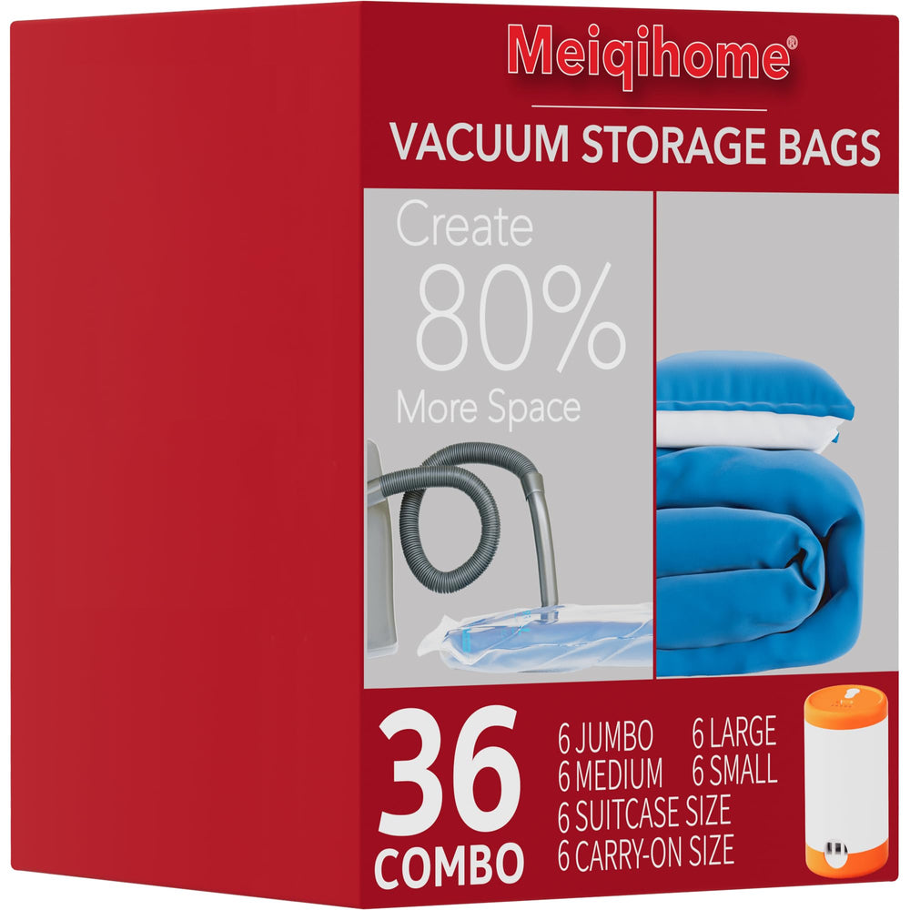 MEIQIHOME frente del paquete mostrando contenido y variedad de tamaños