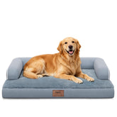 MEKIY orthopedic dog bed front view showing plush bolster and sleeping area benefit comfort