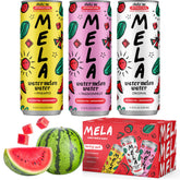 Mela Water mostrando la lata frontal y diseño atractivo para identificar el producto